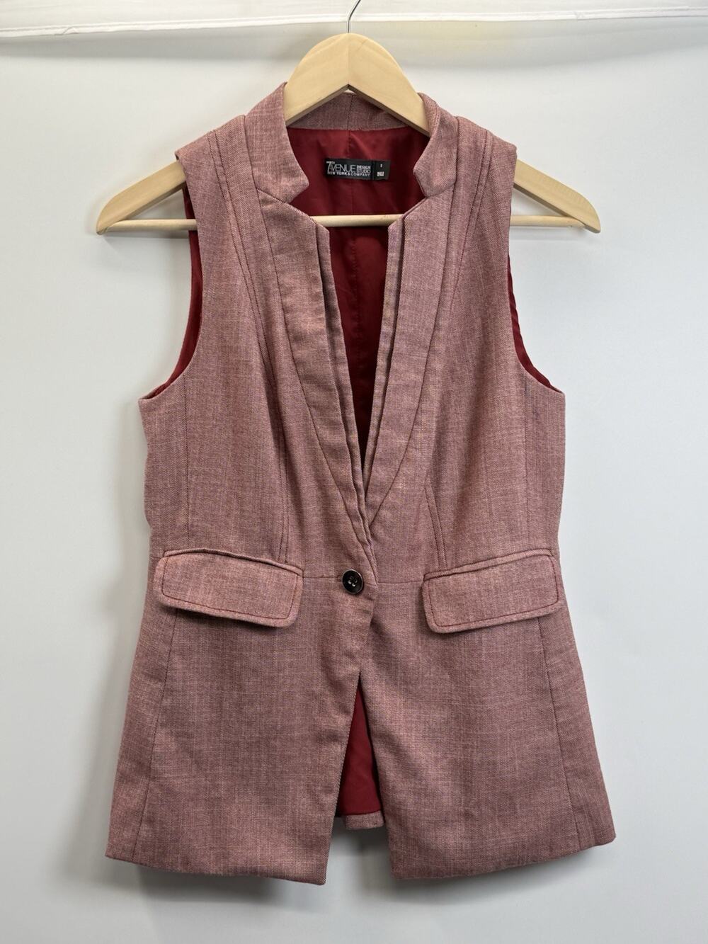 7th Avenue NY & Co Sleeveless Blazer Vest Womens 2 Red Career Dark Academia